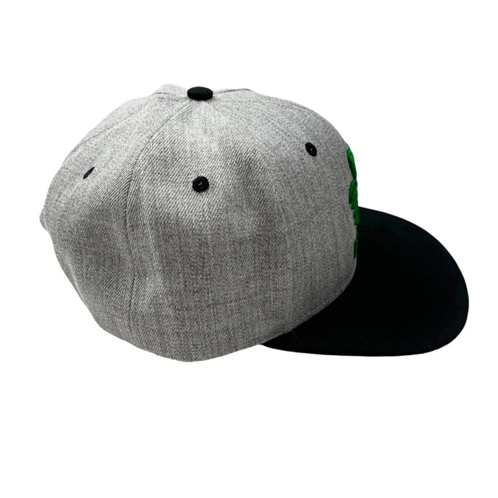 NWOT Boston Shamrock 3D Embroidered Flat Brim Hat Wool Blend Snapback